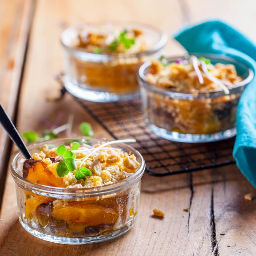 Crumble salé à la courge butternut et châtaigne